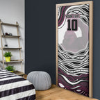 Personalized Manly Warringah Sea Eagles Door Cover Aboriginal Dot Art - Dreamtime Rugby Mascot