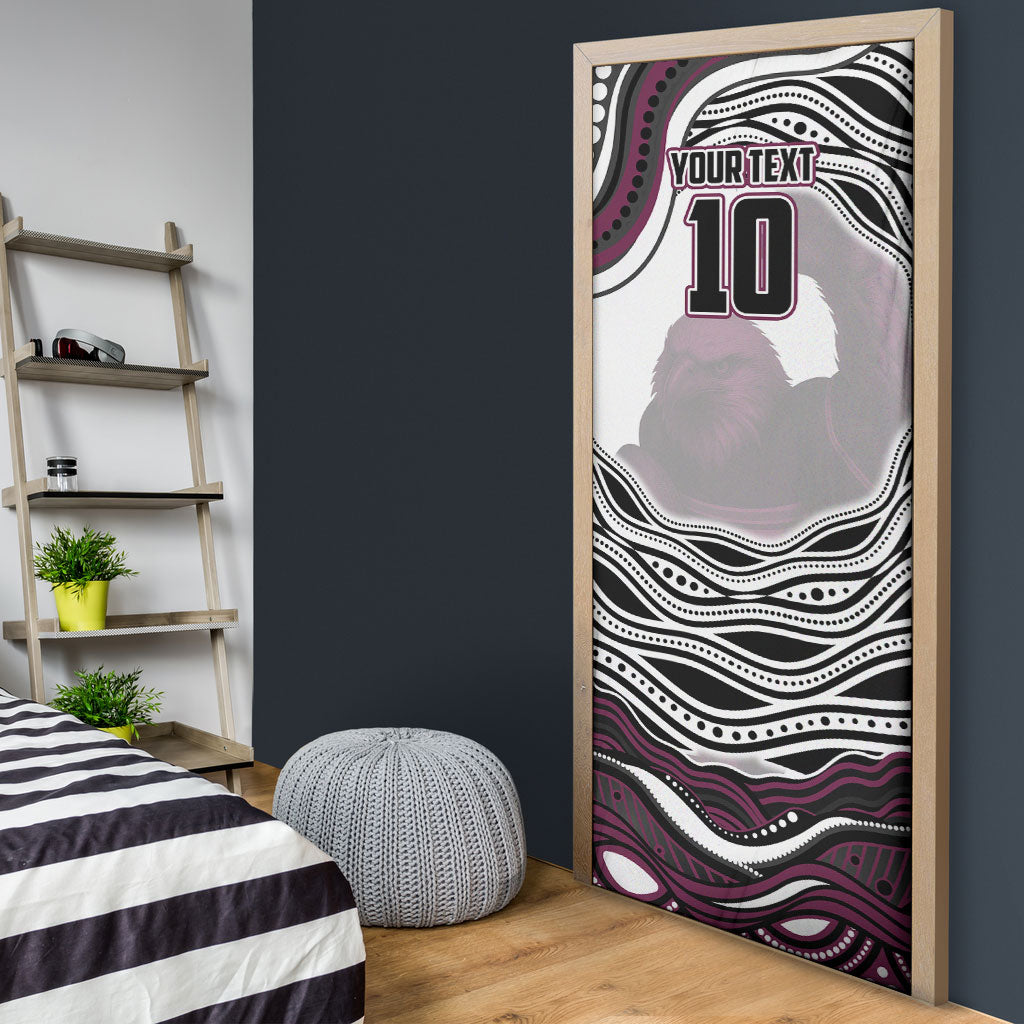 Personalized Manly Warringah Sea Eagles Door Cover Aboriginal Dot Art - Dreamtime Rugby Mascot