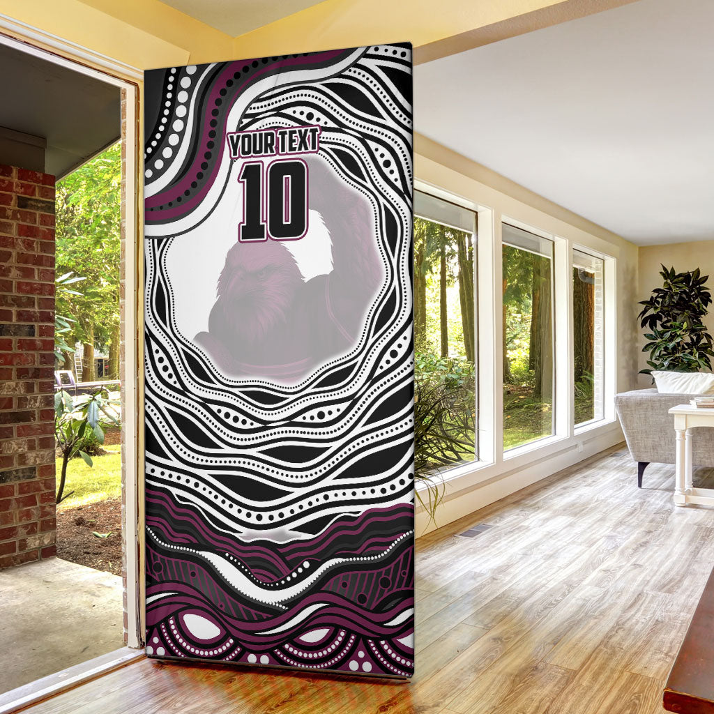 Personalized Manly Warringah Sea Eagles Door Cover Aboriginal Dot Art - Dreamtime Rugby Mascot