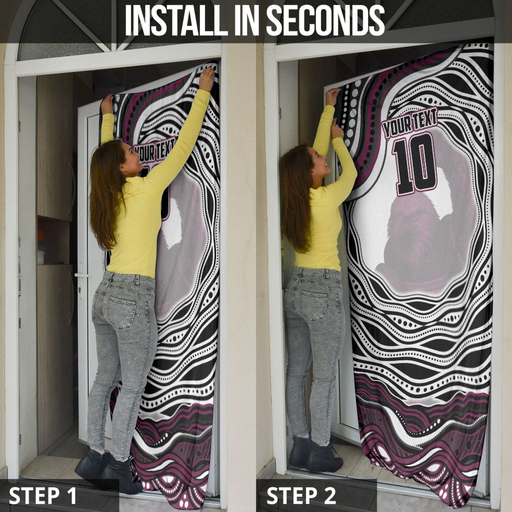 Personalized Manly Warringah Sea Eagles Door Cover Aboriginal Dot Art - Dreamtime Rugby Mascot