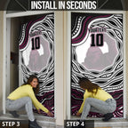 Personalized Manly Warringah Sea Eagles Door Cover Aboriginal Dot Art - Dreamtime Rugby Mascot