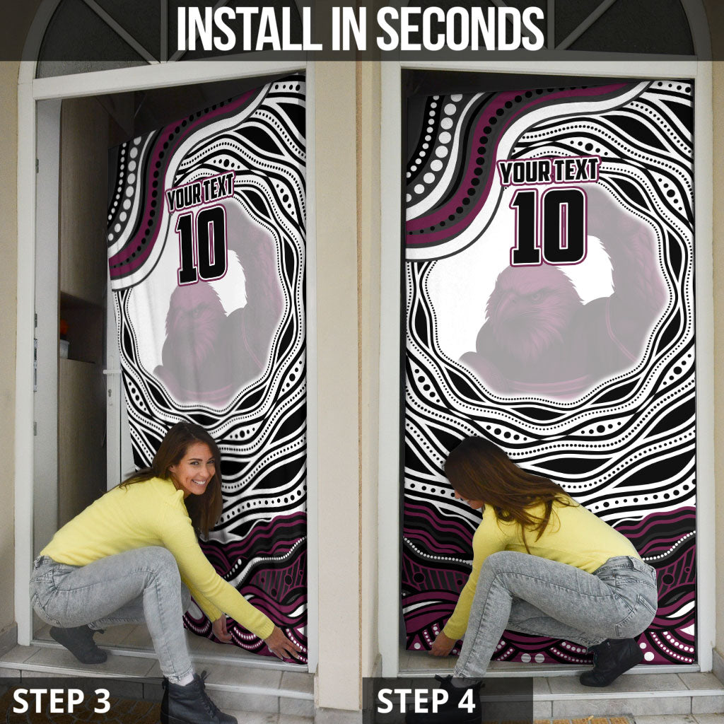 Personalized Manly Warringah Sea Eagles Door Cover Aboriginal Dot Art - Dreamtime Rugby Mascot