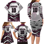 Personalized Manly Warringah Sea Eagles Family Matching Long Sleeve Bodycon Dress and Hawaiian Shirt Aboriginal Dot Art - Dreamtime Rugby Mascot