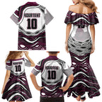Personalized Manly Warringah Sea Eagles Family Matching Mermaid Dress and Hawaiian Shirt Aboriginal Dot Art - Dreamtime Rugby Mascot