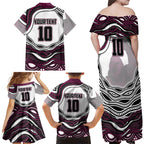 Personalized Manly Warringah Sea Eagles Family Matching Off Shoulder Maxi Dress and Hawaiian Shirt Aboriginal Dot Art - Dreamtime Rugby Mascot