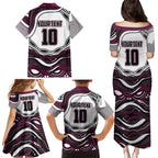 Personalized Manly Warringah Sea Eagles Family Matching Puletasi and Hawaiian Shirt Aboriginal Dot Art - Dreamtime Rugby Mascot