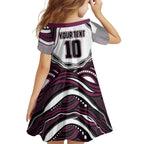 Personalized Manly Warringah Sea Eagles Family Matching Short Sleeve Bodycon Dress and Hawaiian Shirt Aboriginal Dot Art - Dreamtime Rugby Mascot