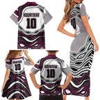 Personalized Manly Warringah Sea Eagles Family Matching Short Sleeve Bodycon Dress and Hawaiian Shirt Aboriginal Dot Art - Dreamtime Rugby Mascot