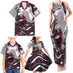Personalized Manly Warringah Sea Eagles Family Matching Tank Maxi Dress and Hawaiian Shirt Aboriginal Dot Art - Dreamtime Rugby Mascot