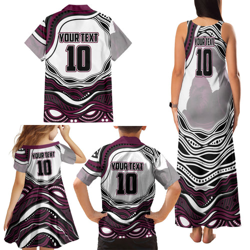 Personalized Manly Warringah Sea Eagles Family Matching Tank Maxi Dress and Hawaiian Shirt Aboriginal Dot Art - Dreamtime Rugby Mascot
