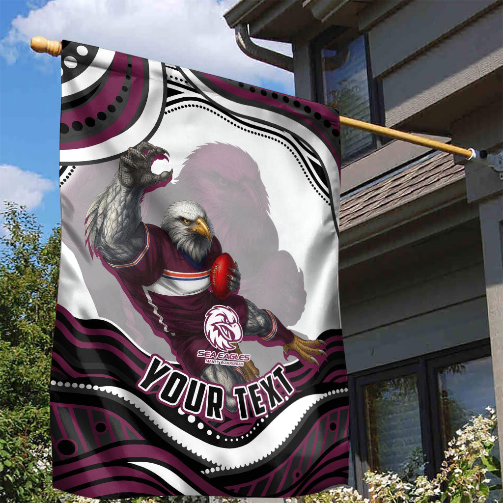 Personalized Manly Warringah Sea Eagles Garden Flag Aboriginal Dot Art - Dreamtime Rugby Mascot