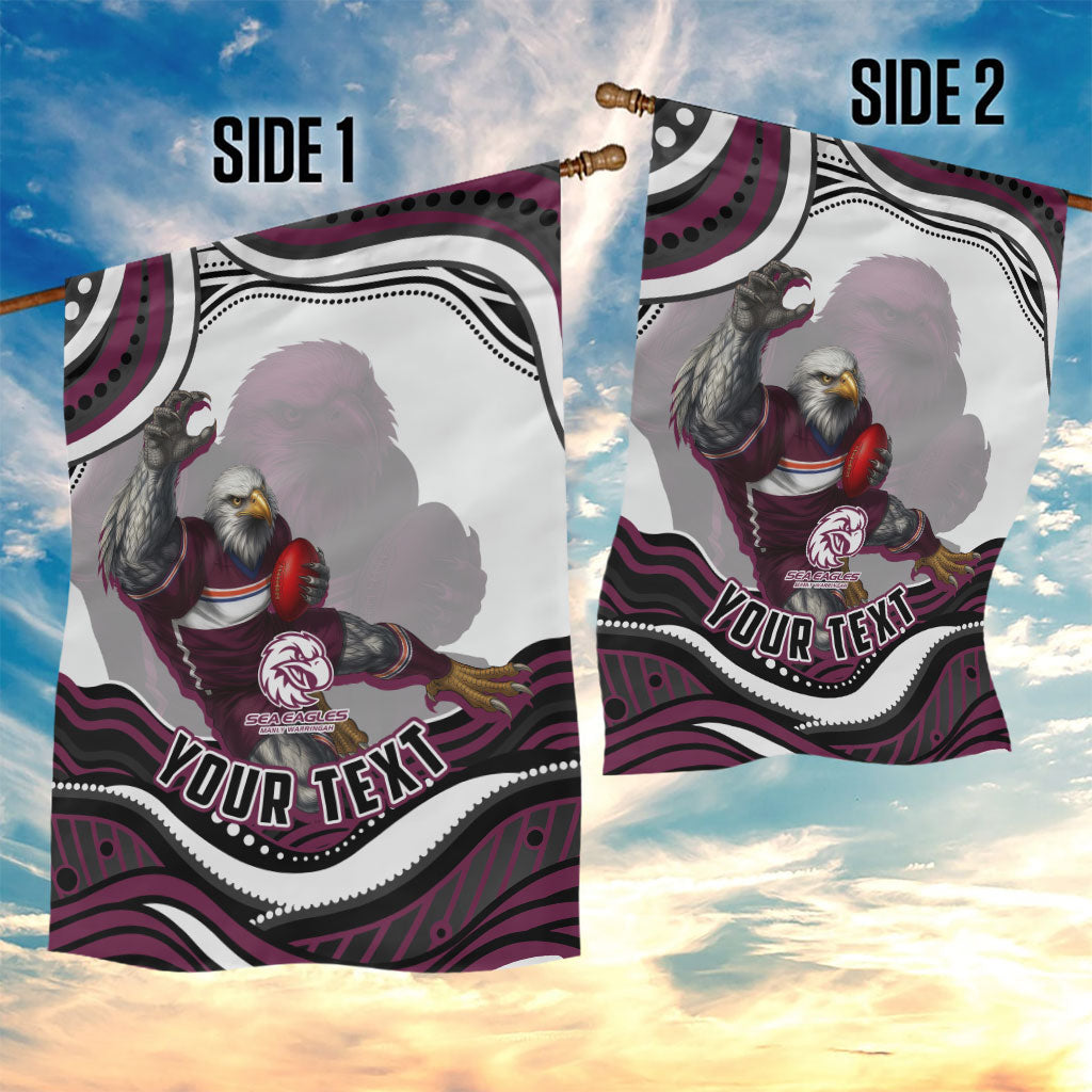 Personalized Manly Warringah Sea Eagles Garden Flag Aboriginal Dot Art - Dreamtime Rugby Mascot