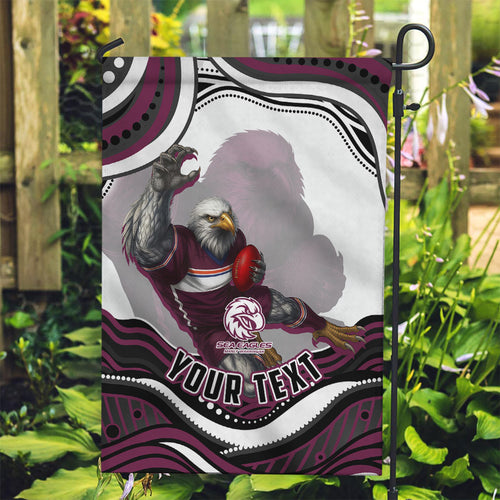 Personalized Manly Warringah Sea Eagles Garden Flag Aboriginal Dot Art - Dreamtime Rugby Mascot