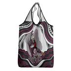 Personalized Manly Warringah Sea Eagles Grocery Bag Aboriginal Dot Art - Dreamtime Rugby Mascot