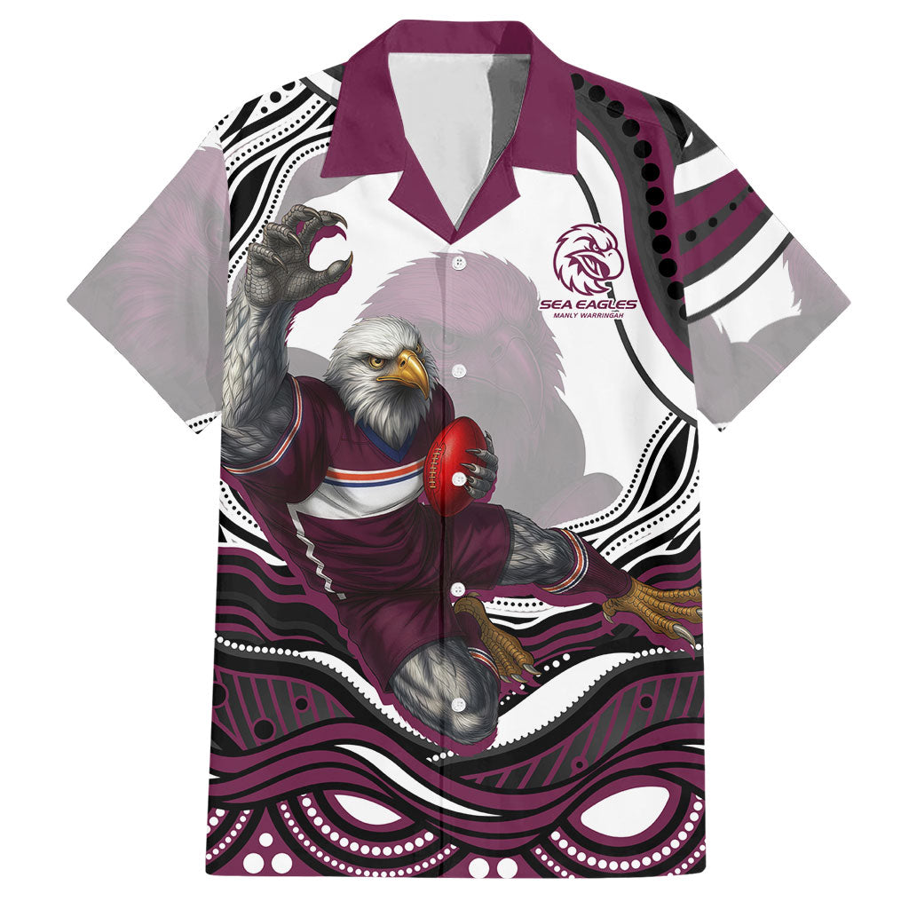 Personalized Manly Warringah Sea Eagles Hawaiian Shirt Aboriginal Dot Art - Dreamtime Rugby Mascot