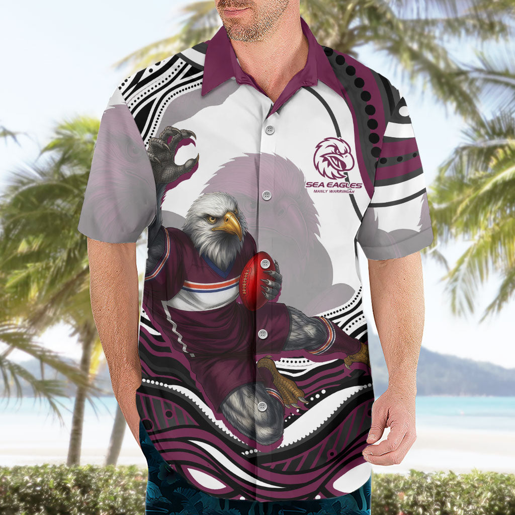 Personalized Manly Warringah Sea Eagles Hawaiian Shirt Aboriginal Dot Art - Dreamtime Rugby Mascot