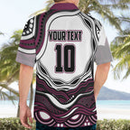 Personalized Manly Warringah Sea Eagles Hawaiian Shirt Aboriginal Dot Art - Dreamtime Rugby Mascot