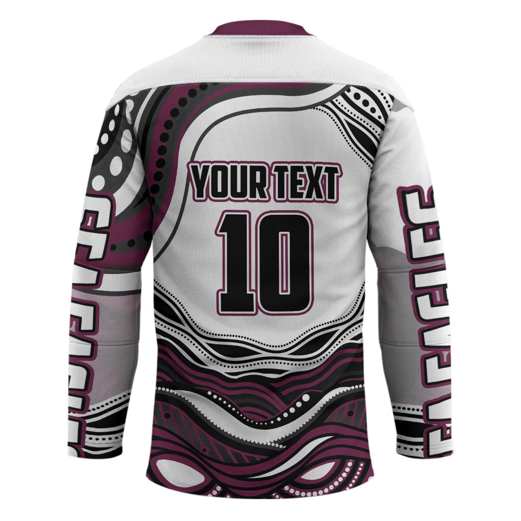 Personalized Manly Warringah Sea Eagles Hockey Jersey Aboriginal Dot Art - Dreamtime Rugby Mascot