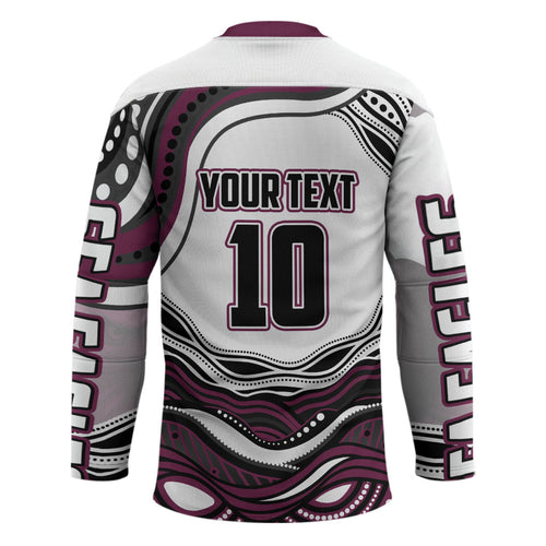 Personalized Manly Warringah Sea Eagles Hockey Jersey Aboriginal Dot Art - Dreamtime Rugby Mascot