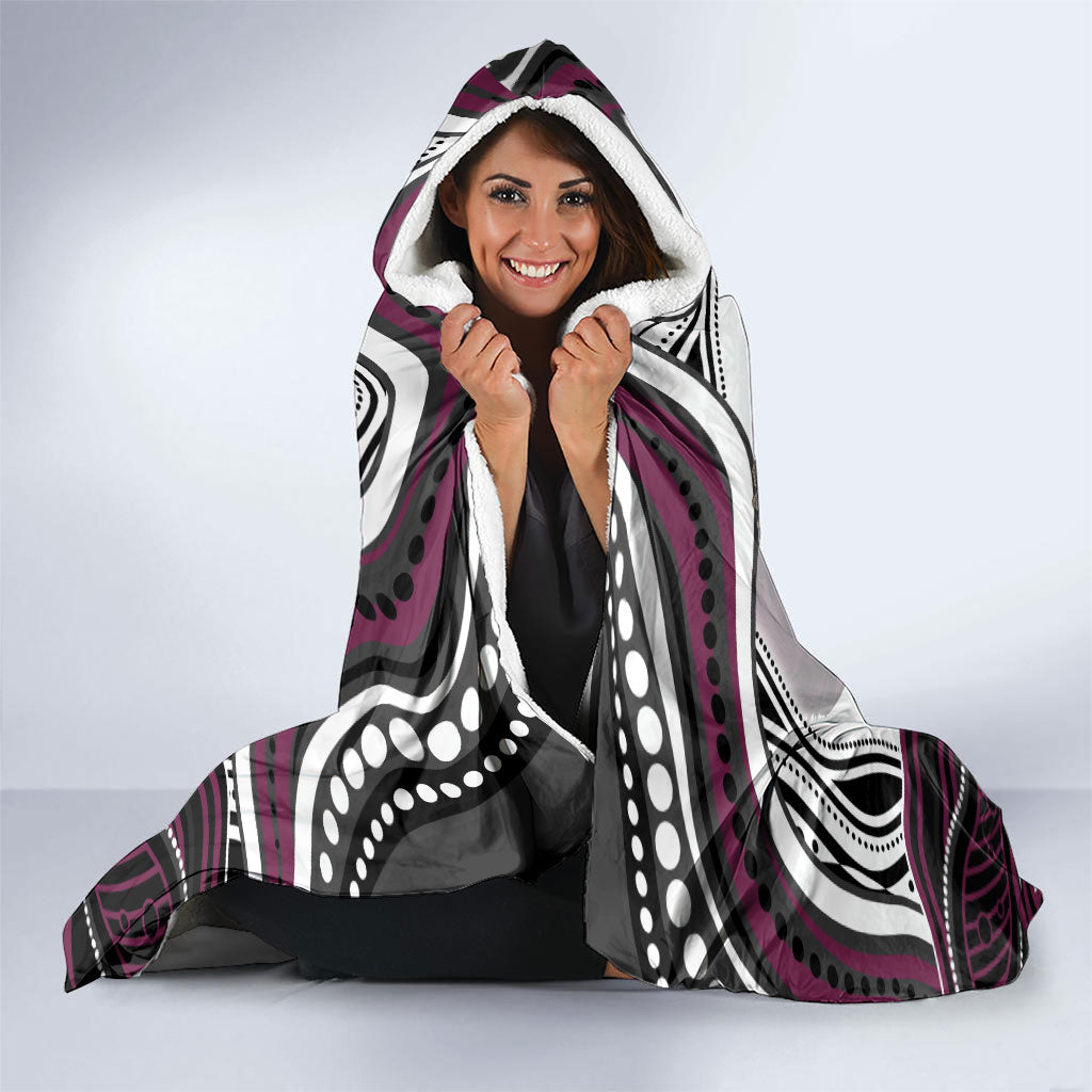 Personalized Manly Warringah Sea Eagles Hooded Blanket Aboriginal Dot Art - Dreamtime Rugby Mascot
