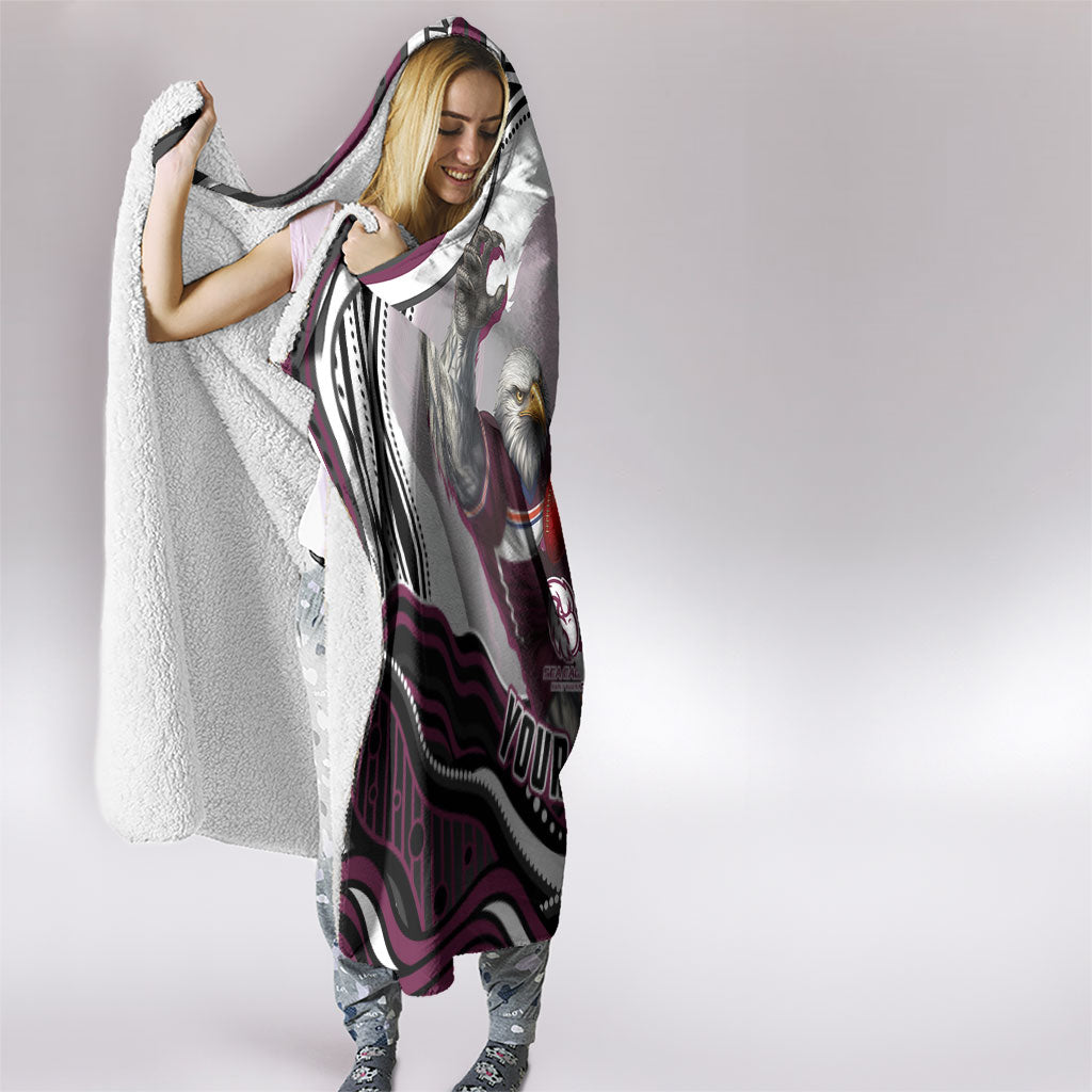 Personalized Manly Warringah Sea Eagles Hooded Blanket Aboriginal Dot Art - Dreamtime Rugby Mascot