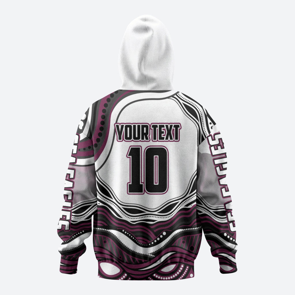 Personalized Manly Warringah Sea Eagles Hoodie Aboriginal Dot Art - Dreamtime Rugby Mascot