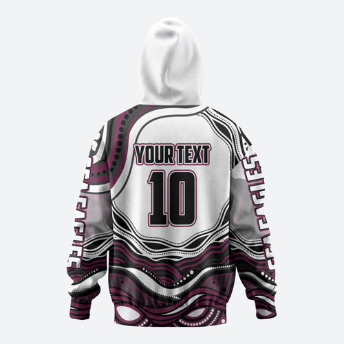 Personalized Manly Warringah Sea Eagles Hoodie Aboriginal Dot Art - Dreamtime Rugby Mascot