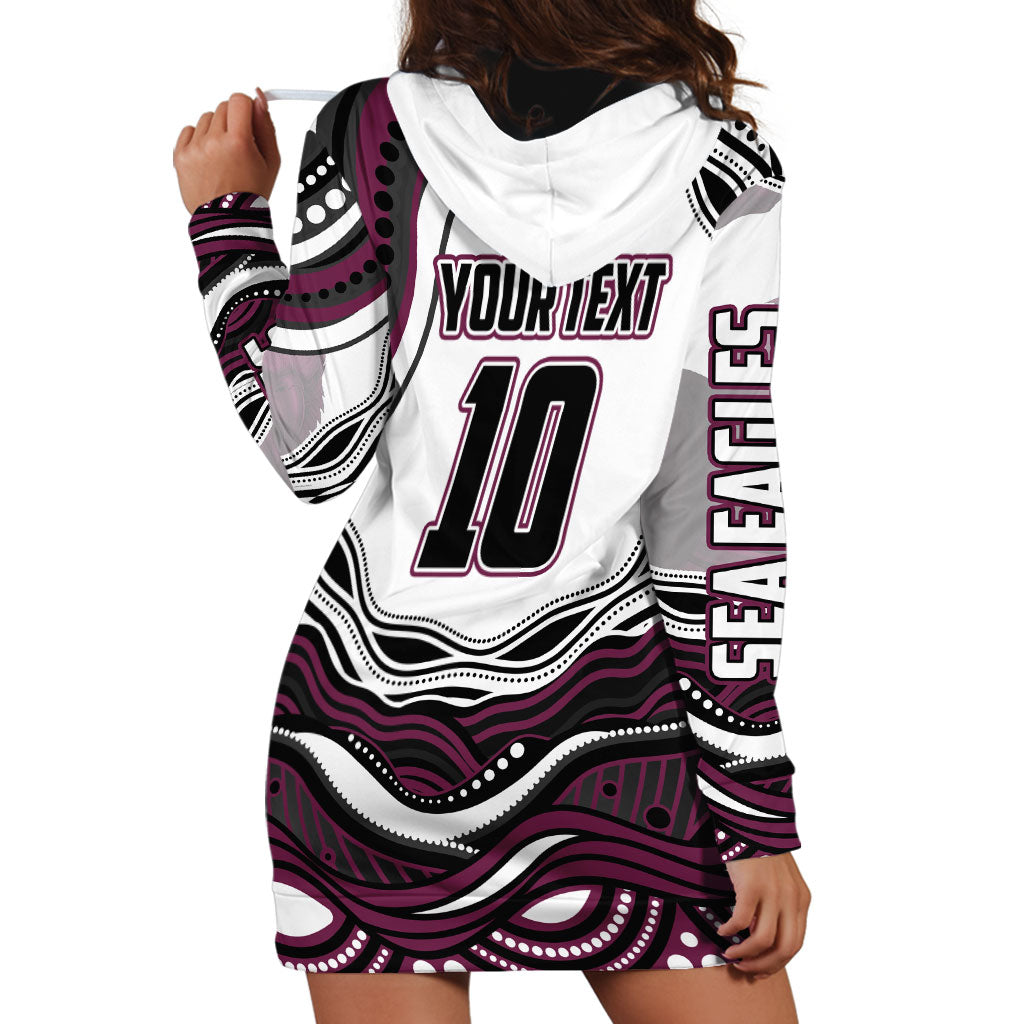 Personalized Manly Warringah Sea Eagles Hoodie Dress Aboriginal Dot Art - Dreamtime Rugby Mascot