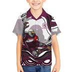 Personalized Manly Warringah Sea Eagles Kid Hawaiian Shirt Aboriginal Dot Art - Dreamtime Rugby Mascot