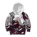 Personalized Manly Warringah Sea Eagles Kid Hoodie Aboriginal Dot Art - Dreamtime Rugby Mascot