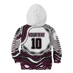 Personalized Manly Warringah Sea Eagles Kid Hoodie Aboriginal Dot Art - Dreamtime Rugby Mascot
