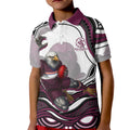 Personalized Manly Warringah Sea Eagles Kid Polo Shirt Aboriginal Dot Art - Dreamtime Rugby Mascot