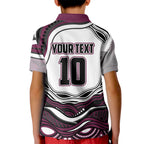 Personalized Manly Warringah Sea Eagles Kid Polo Shirt Aboriginal Dot Art - Dreamtime Rugby Mascot