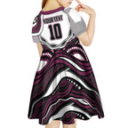 Personalized Manly Warringah Sea Eagles Kid Short Sleeve Dress Aboriginal Dot Art - Dreamtime Rugby Mascot