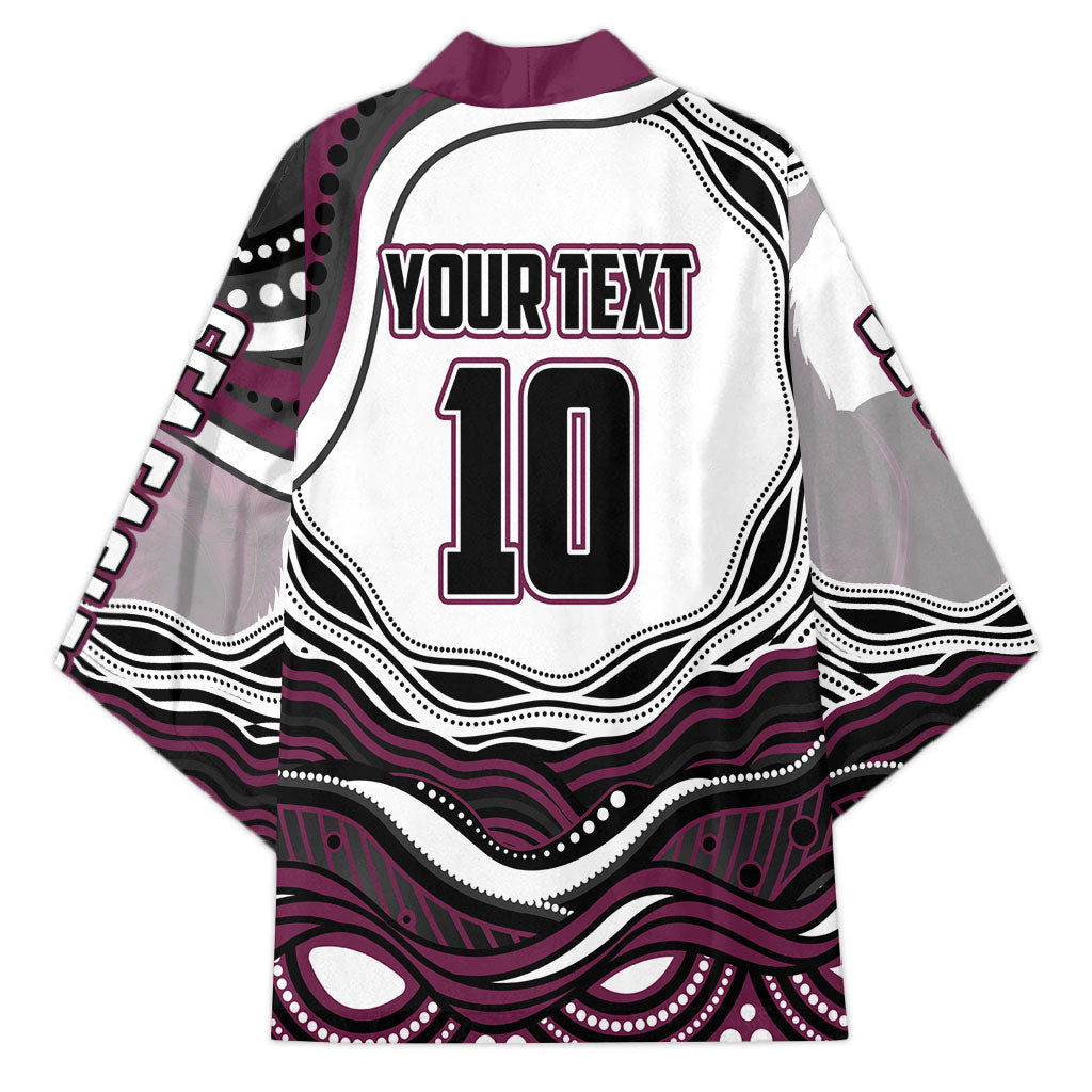 Personalized Manly Warringah Sea Eagles Kimono Aboriginal Dot Art - Dreamtime Rugby Mascot
