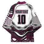 Personalized Manly Warringah Sea Eagles Kimono Aboriginal Dot Art - Dreamtime Rugby Mascot