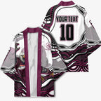 Personalized Manly Warringah Sea Eagles Kimono Aboriginal Dot Art - Dreamtime Rugby Mascot
