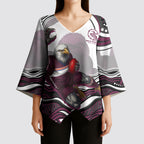 Personalized Manly Warringah Sea Eagles Kimono Sleeve Blouse Aboriginal Dot Art - Dreamtime Rugby Mascot