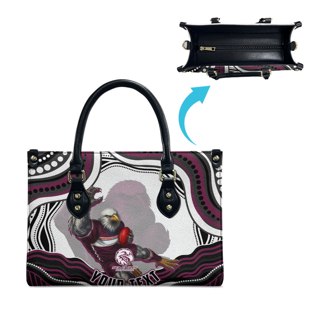 Personalized Manly Warringah Sea Eagles Leather Bag Aboriginal Dot Art - Dreamtime Rugby Mascot