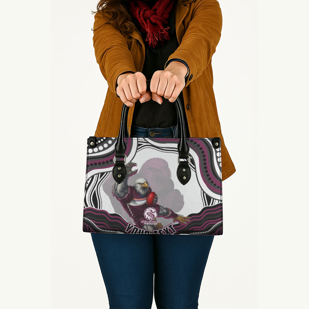 Personalized Manly Warringah Sea Eagles Leather Bag Aboriginal Dot Art - Dreamtime Rugby Mascot