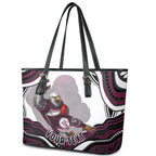 Personalized Manly Warringah Sea Eagles Leather Tote Bag Aboriginal Dot Art - Dreamtime Rugby Mascot