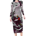 Personalized Manly Warringah Sea Eagles Long Sleeve Bodycon Dress Aboriginal Dot Art - Dreamtime Rugby Mascot