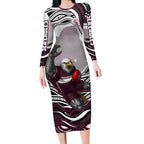 Personalized Manly Warringah Sea Eagles Long Sleeve Bodycon Dress Aboriginal Dot Art - Dreamtime Rugby Mascot