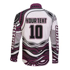 Personalized Manly Warringah Sea Eagles Long Sleeve Button Shirt Aboriginal Dot Art - Dreamtime Rugby Mascot