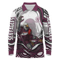 Personalized Manly Warringah Sea Eagles Long Sleeve Polo Shirt Aboriginal Dot Art - Dreamtime Rugby Mascot