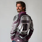 Personalized Manly Warringah Sea Eagles Long Sleeve Polo Shirt Aboriginal Dot Art - Dreamtime Rugby Mascot