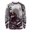 Personalized Manly Warringah Sea Eagles Long Sleeve Shirt Aboriginal Dot Art - Dreamtime Rugby Mascot
