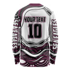 Personalized Manly Warringah Sea Eagles Long Sleeve Shirt Aboriginal Dot Art - Dreamtime Rugby Mascot