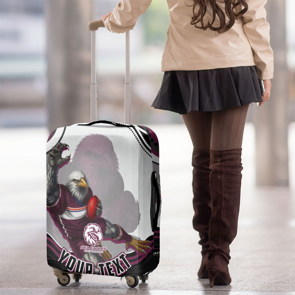 Personalized Manly Warringah Sea Eagles Luggage Cover Aboriginal Dot Art - Dreamtime Rugby Mascot