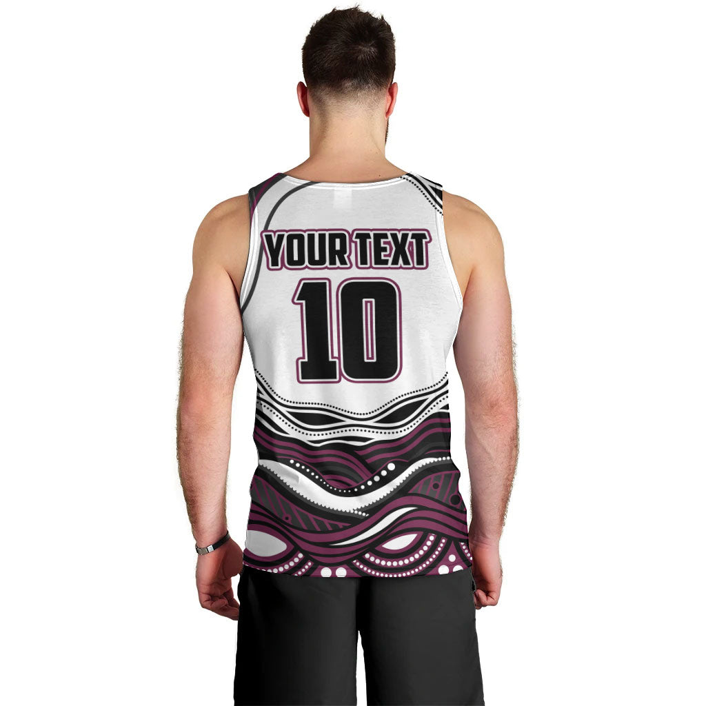 Personalized Manly Warringah Sea Eagles Men Tank Top Aboriginal Dot Art - Dreamtime Rugby Mascot